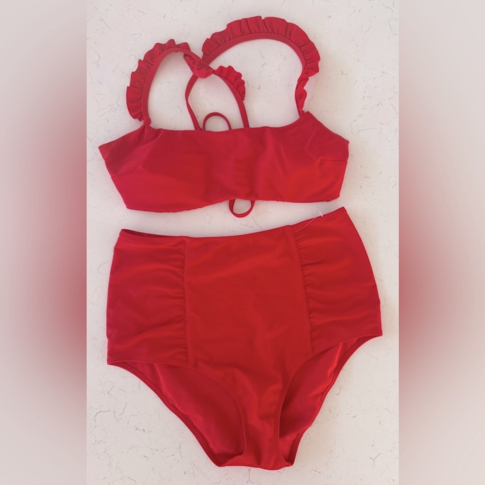 NWOT! Aerie Cherry Red High-waisted Bikini Set